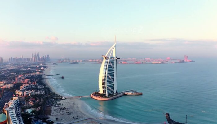 Smooth 4K Aerial Drone Footage of Burj al Arab at Dubai | 4k Video Stock Footage