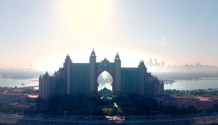 Cinematic 4K Drone Footage Over Dubai Atlantis The Palm at Morning