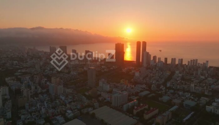 Cinematic 4K Sunrise Drone Footage Over Da Nang Cityscape