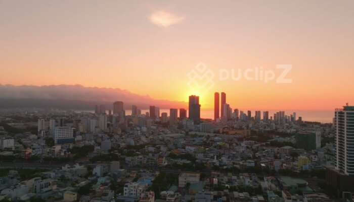 Vietnam footage - 4K Aerial Sunrise Over Da Nang’s Scenic City and Waterfront