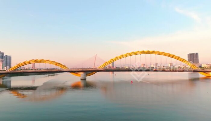 Da Nang Drone Footage - Breathtaking 4K Drone Footage of Da Nang Dragon Bridge at Sunset