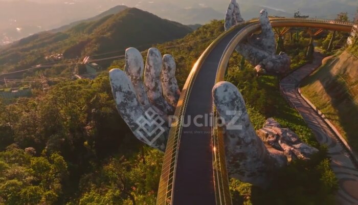 Da Nang Golden Bridge - Sunrise Drone Journey Over Da Nang’s Iconic Golden Bridge in 4K