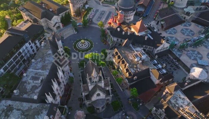 Ba Na Hill Da Nang - Golden Hour Drone Views Highlighting Ba Na Hill French Castle Details