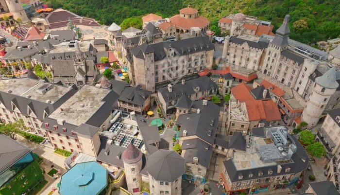 Breathtaking 4K Drone Flyover of Ba Na Hill French Castle and Landscape