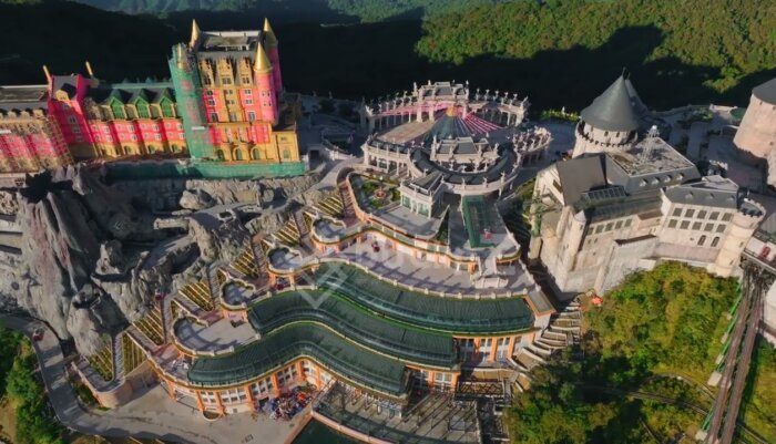Golden Hour Drone Shots Capturing Ba Na Hill’s French Castle Glow