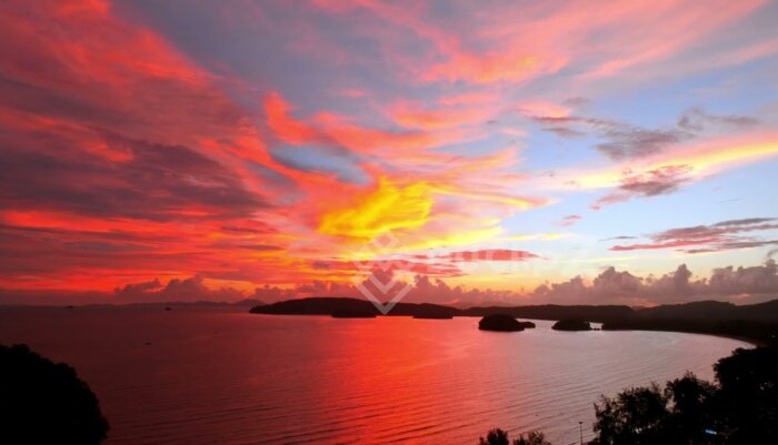 Sunset Drone Footage of Thailand’s Red-Hued Sea and Islands in 4K | Thailand Drone Footage Video