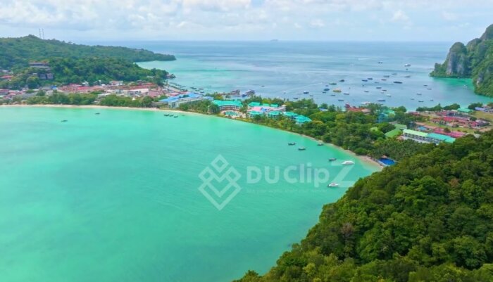 Cinematic Drone Flight Over Koh Phi Phi’s Idyllic Island Landscape
