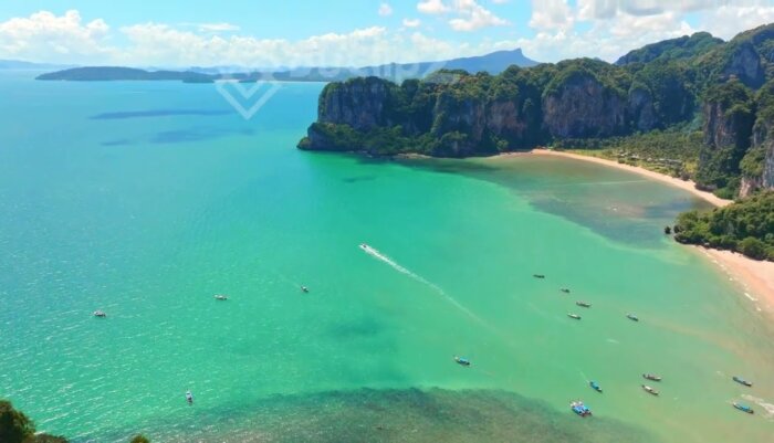 Aerial Views of Krabi’s Turquoise Waters and Rocky Coastline | Krabi Drone Footage