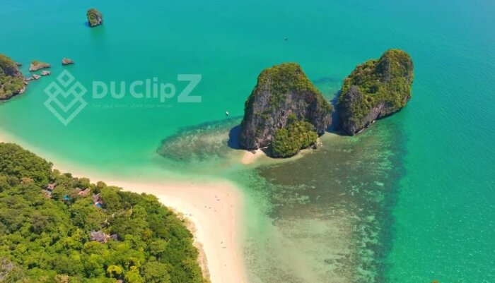 Stunning Aerial Views of Krabi’s Turquoise Sea and Sandy Shores | Free Krabi Drone Footage