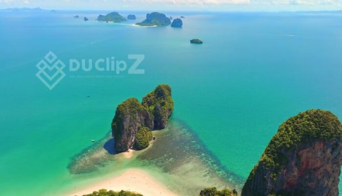 Drone Footage of Krabi Crystal Clear Waters and Island Landscapes