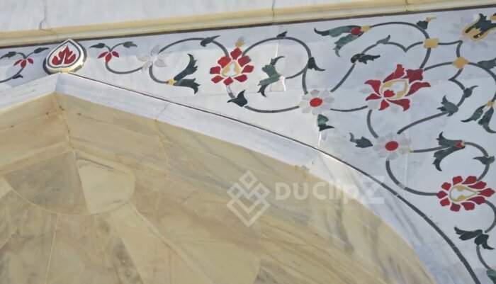 Detailed Close-Up of Taj Mahal's Intricate Marble Patterns