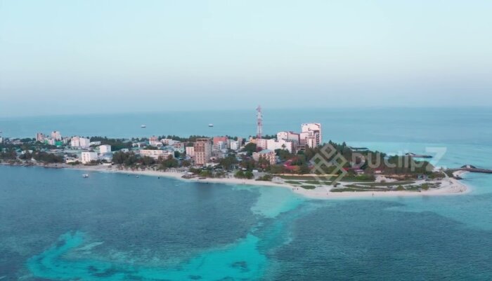 Crystal Clear Blue Waters and Island Views in Maldives 4K Drone
