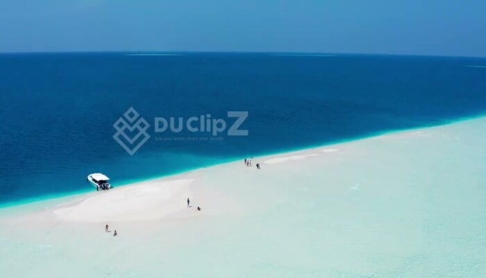 Drone Views of Maldives Sandbank with Crystal Clear Blue Waters