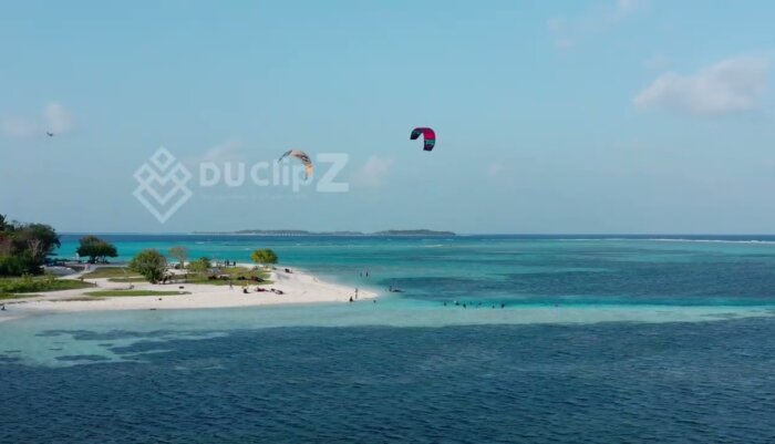 Kite Surfing Adventure Over Maldives Crystal Clear Blue Waters