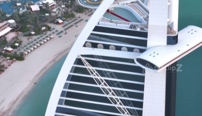 Elegant Aerial Views of Buji al Arab Hotel Captured by Drone in Dubai