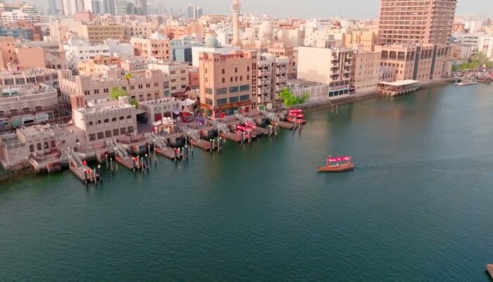 Dubai Old Souk from Above in 4K – Vibrant Market and Ancient Streets