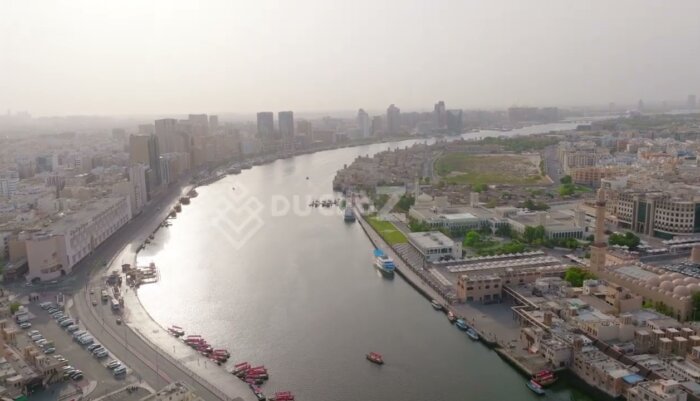 Golden Hour Drone Views Capturing Dubai Old Souk's Lively Streets